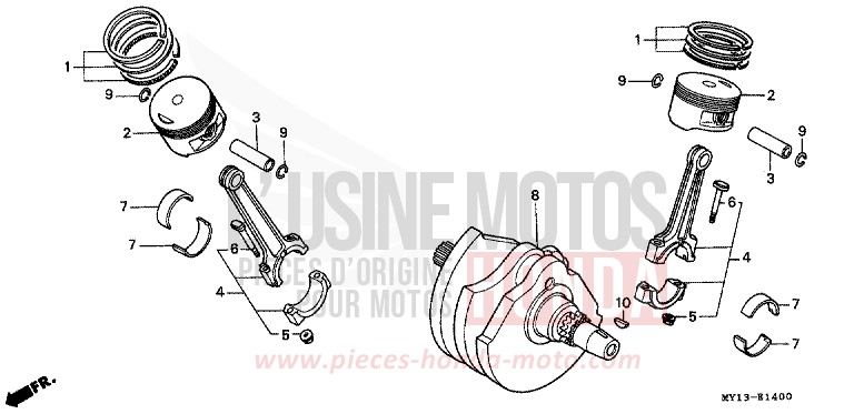 KURBELWELLE/KOLBEN von Africa Twin 750 TOSCANA GREEN (G130I) von 1994